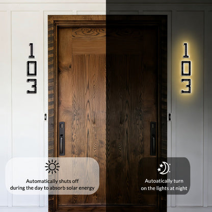 LED Solar House Number Light 6.7 Inch Wall Mounted – Smart Sensor Illuminated Address Number for Home Decor, No Wiring Energy-Saving Solar Powered Outdoor Light