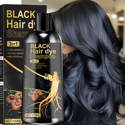 Plant Extract Hair Coloring Shampoo 100ml 3.38oz | Deep Moisturizing Scalp-Safe Gray & White Hair Coverage | Long-Lasting Botanical Color | Black Brown Chestnut Brown for Men & Women