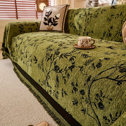 Sofa Cover Chenille Thickened Non-Slip Couch Slipcover Floral Pattern for Living Room Office Pet-Safe All-Season — 1 2 3 4 Seater Sizes