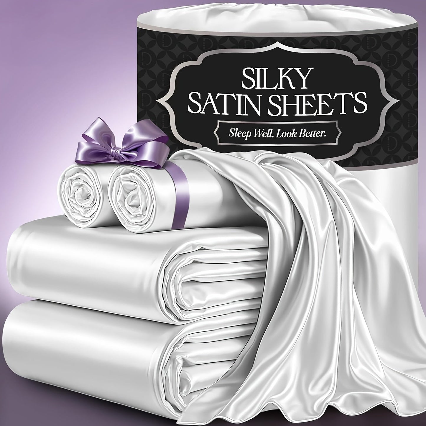 Bed Sheet Set 4-Piece Microfiber Satin Weave with 40–44 cm Pocket, Four Sizes and Seven Colors