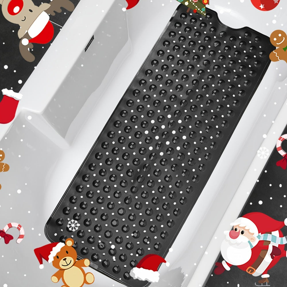 Non-Slip Shower Mat with Suction Cups & Massage Rings - Quick Drain Bath Mat for Shower, Bathtub, Hotel & Bathroom - Round Hole Design Anti-Slip Rug