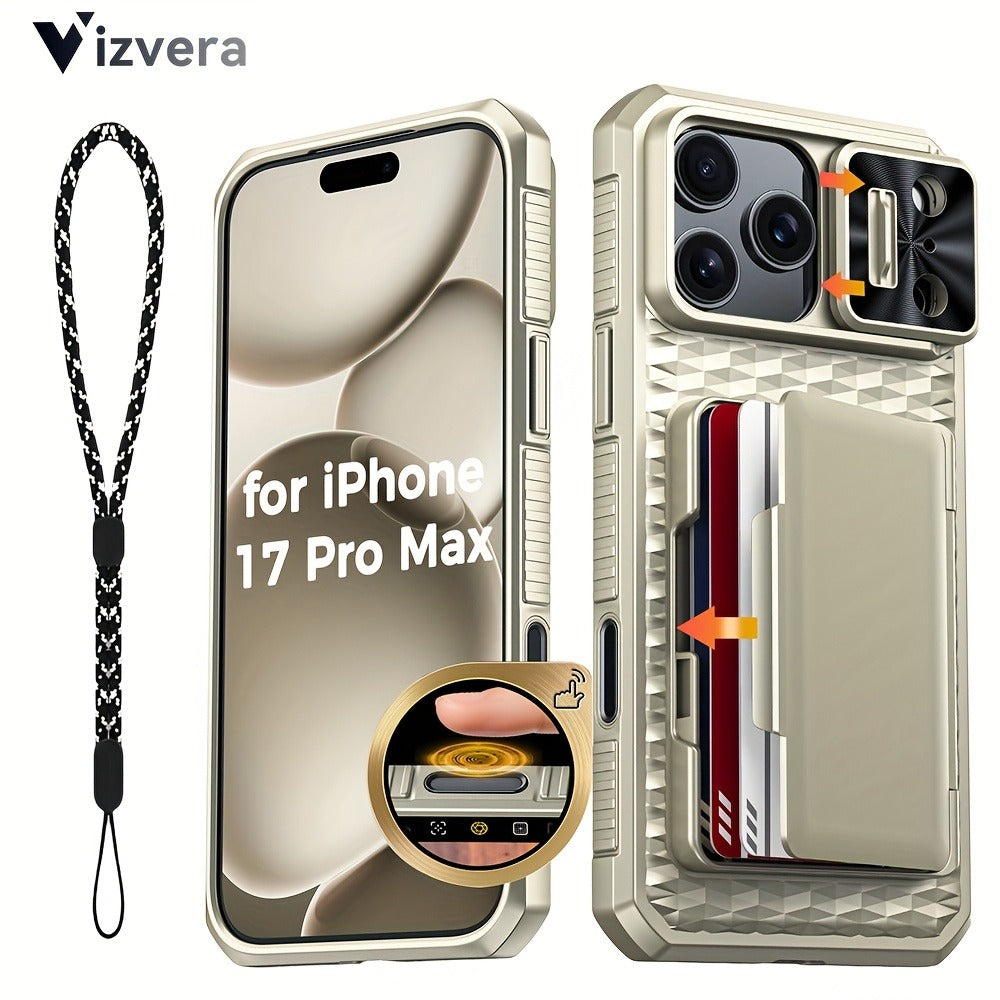 iPhone 17 Pro Max Wallet Case with Lanyard, 4-5 Card Holder, Sliding Lens Cover & Camera Control Button – Premium Protective Wallet Phone Cover for iPhone 17 Pro Max