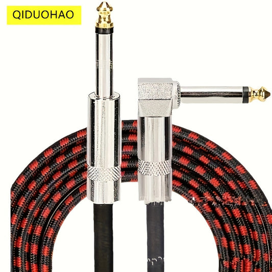 Guitar Bass Amplifier Cable with RCA Connectors – 10ft & 20ft, Tinned Copper Core, Durable Flexible Round Design, Universal Instrument Amp Cable for Electric Guitar, Bass, Keyboard & More