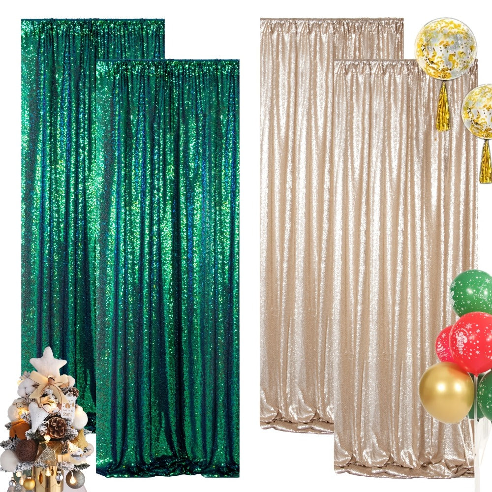 Sequin Backdrop Curtain for Party Wedding - 4x8ft Shimmering Glitter Curtain for Birthday Photo Booth Stage Decoration, Easy Hang, Multi-Color
