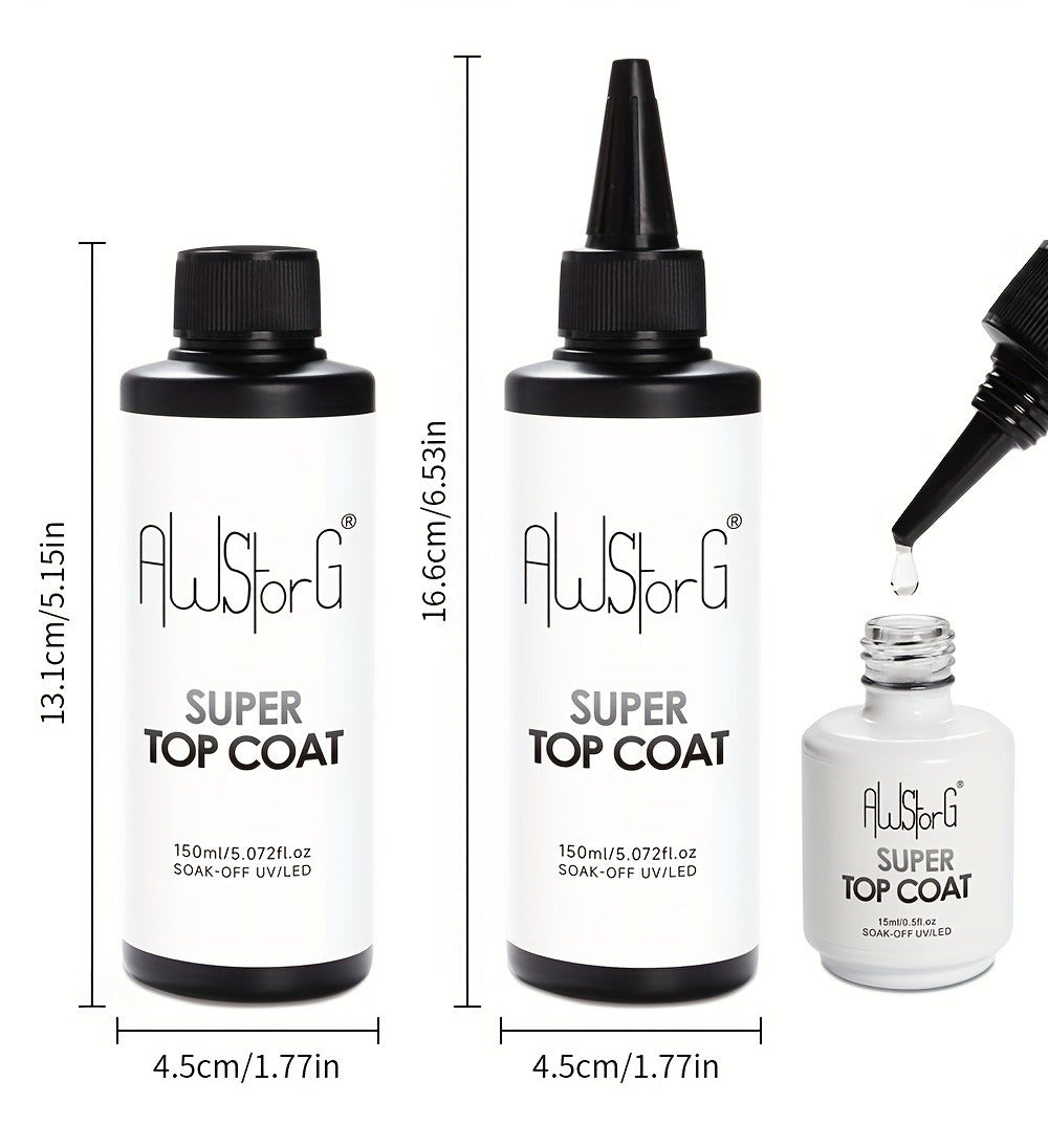 Gel Nail Polish – Gel Nail Top Coat 15ml Super Glossy & Matte Soak-Off LED Base Coat — Long-Lasting Salon Manicure Functional Gel…