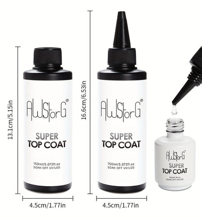 Gel Nail Polish – Gel Nail Top Coat 15ml Super Glossy & Matte Soak-Off LED Base Coat — Long-Lasting Salon Manicure Functional Gel…