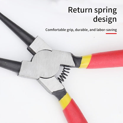 Four-Piece Snap Ring Pliers Set with Straight and Curved Jaws for Internal or External Rings in 7- or 9-Inch Sizes