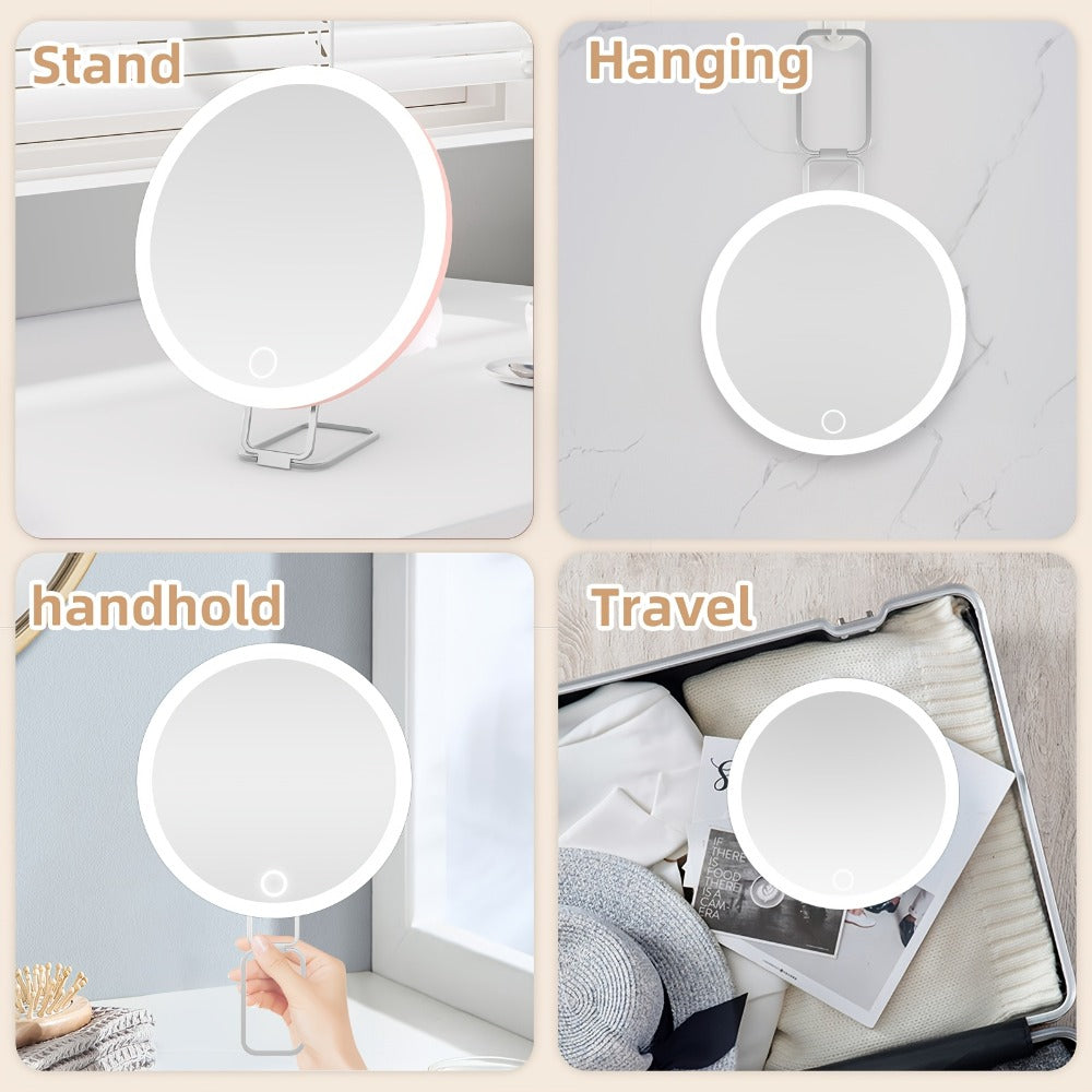 Rechargeable 30X LED Magnifying Mirror with 6-Inch Handheld Travel Design, Hanging Loop and Two Options