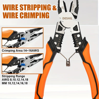 Pliers Set 9-in-1 Multi-Function Industrial Grade, 8.5" Lineman Pliers, 8.5" Long Nose Pliers, 8" Diagonal Side Cutters, CRV Steel TPR Handle Wire Stripper Crimper Cutter for Electrical & Auto Repair