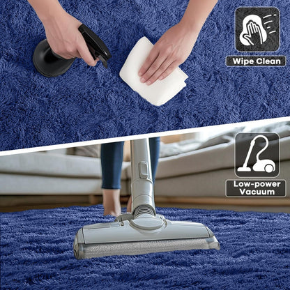 Area Rug, 4x6 Foot Shaggy Faux-Fur Indoor Carpet in Five Solid Colors with Machine-Wash Care
