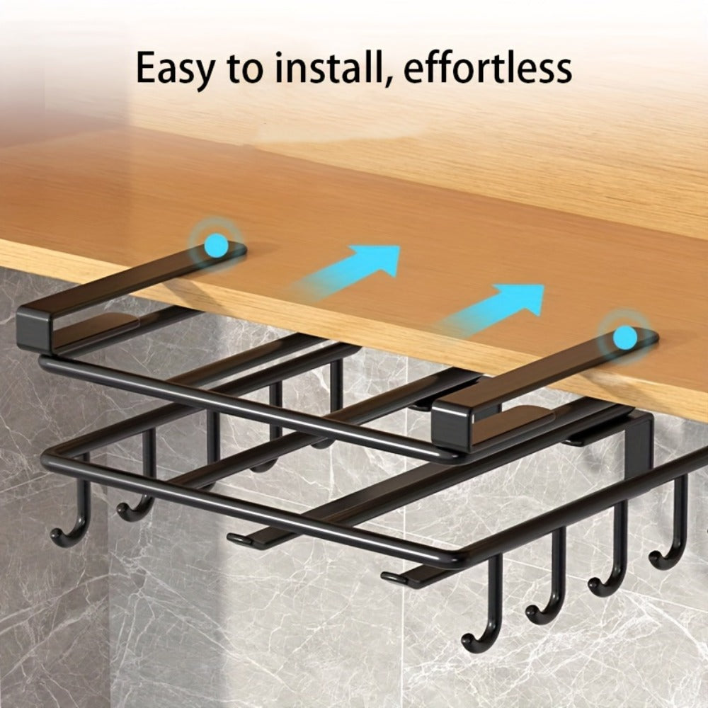 Cutting Board Hook Rack Kitchen Organizer Carbon Steel Cabinet-Door or Wall-Mount Storage in Black