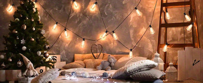 Solar Bulb String Lights in Warm White with ST38-Style Bulbs and 50- or 100-Foot Length Options