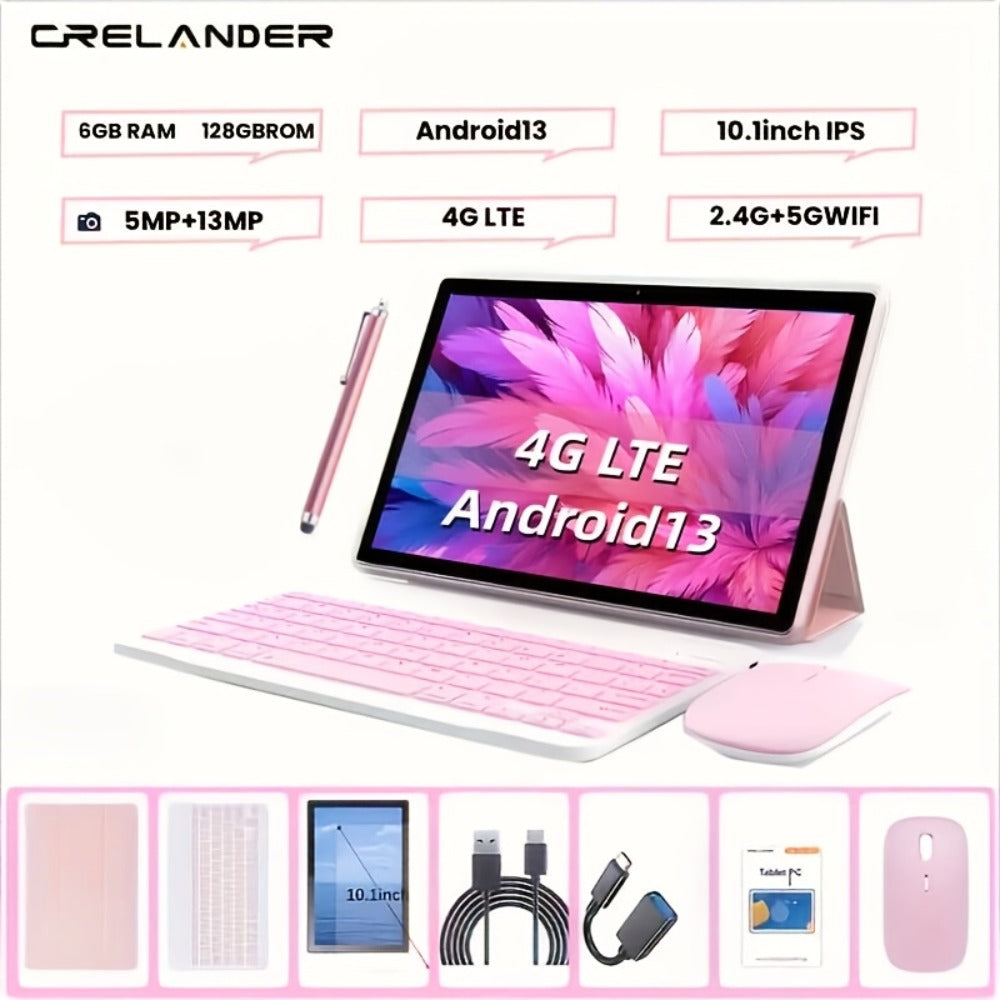 Android Tablet 10.1-Inch with Android 13, 6GB Total RAM, 128GB Internal Storage and Dual 4G LTE SIM