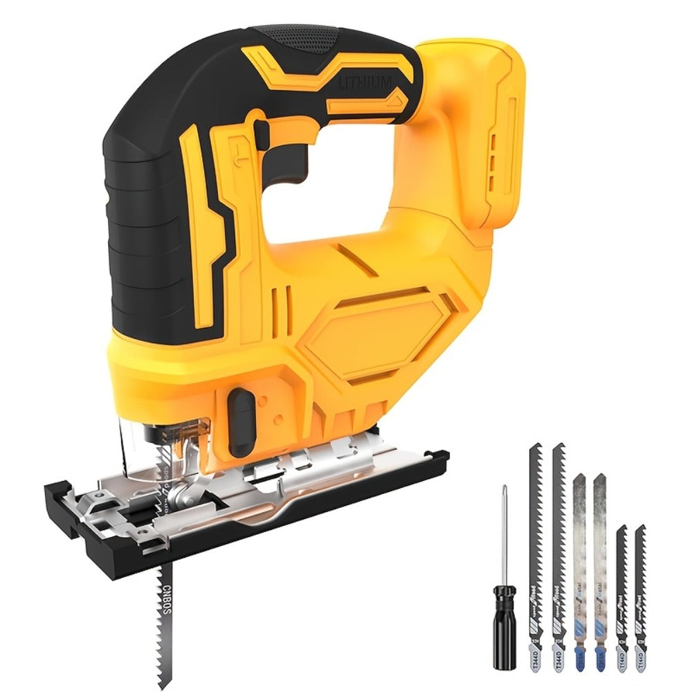 Cordless Jigsaw Compatible with Dewalt 20V Battery – LED Work Light, 0°-45° Bevel, 3 Orbital Settings for Straight Curved & Circular Cuts