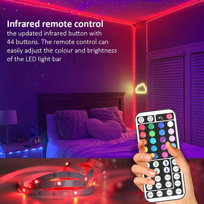 RGB LED Strip Lights for Party Wedding Event with 44-Key Remote - Colorful Color Changing Dimmable 50FT 100FT for Bedroom Kitchen Bar Holiday Home Decoration