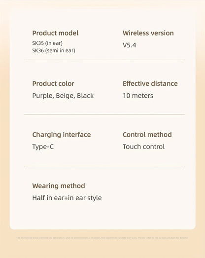 Wireless Earbuds MSHUKCOE 2-in-1 Mini Sleep Style with Noise Reduction and 6D HiFi Sound in Three Colors