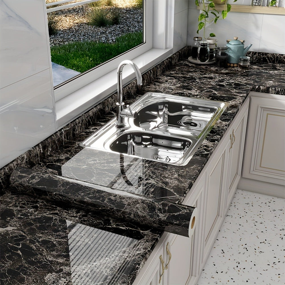 Marble Peel and Stick Wallpaper Roll - Oil-Proof Self-Adhesive Wall Contact Paper for Kitchen Backsplash Bathroom Countertop