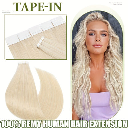 Hair Extensions Straight Brazilian Remy Human Hair Tape-In Set with 10 Pieces, 12–24-Inch Lengths and 11 Colors