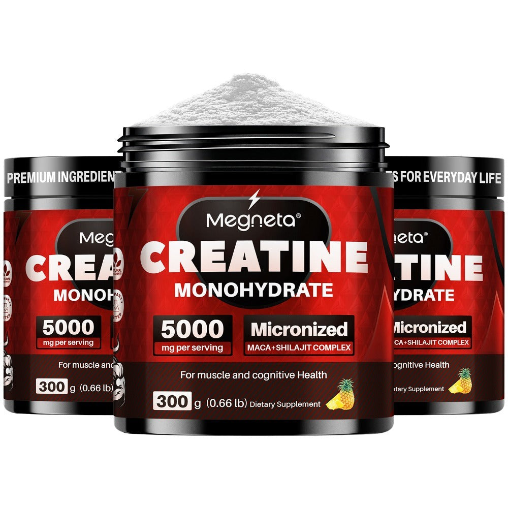 Creatine Monohydrate Powder 5000mg Per Serving - Pineapple Flavor, No Artificial Sweeteners - Strength, Power & Focus Support - 300g, 60 Servings Pre-Workout Supplement