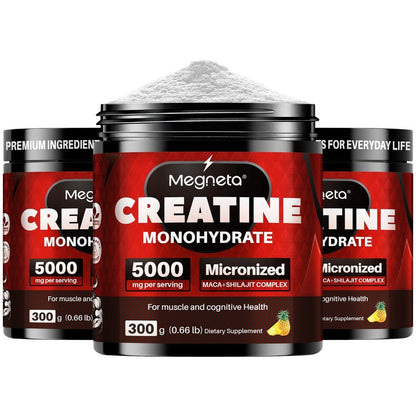 Creatine Monohydrate Powder 5000mg Per Serving - Pineapple Flavor, No Artificial Sweeteners - Strength, Power & Focus Support - 300g, 60 Servings Pre-Workout Supplement