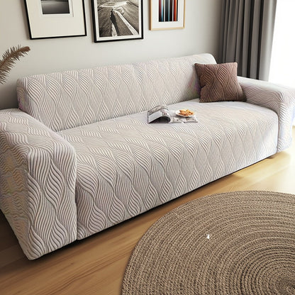 Sofa Cover Polar Fleece Modern Jacquard Elastic Slipcover with Anti-Slip Fit for 1 to 4-Seater Sofas