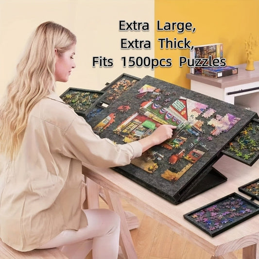 Jigsaw Puzzle Board with Drawers & Storage for 1000 & 1500 Piece Puzzles – Portable Non-Slip Puzzle Table Mat, Multiple Sizes & Colors, Perfect Gift for Puzzle Lovers & Adults