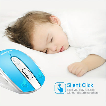 Six-Button 2.4 GHz Wireless Mouse with USB Receiver, Three DPI Levels and Blue or Gold Finish