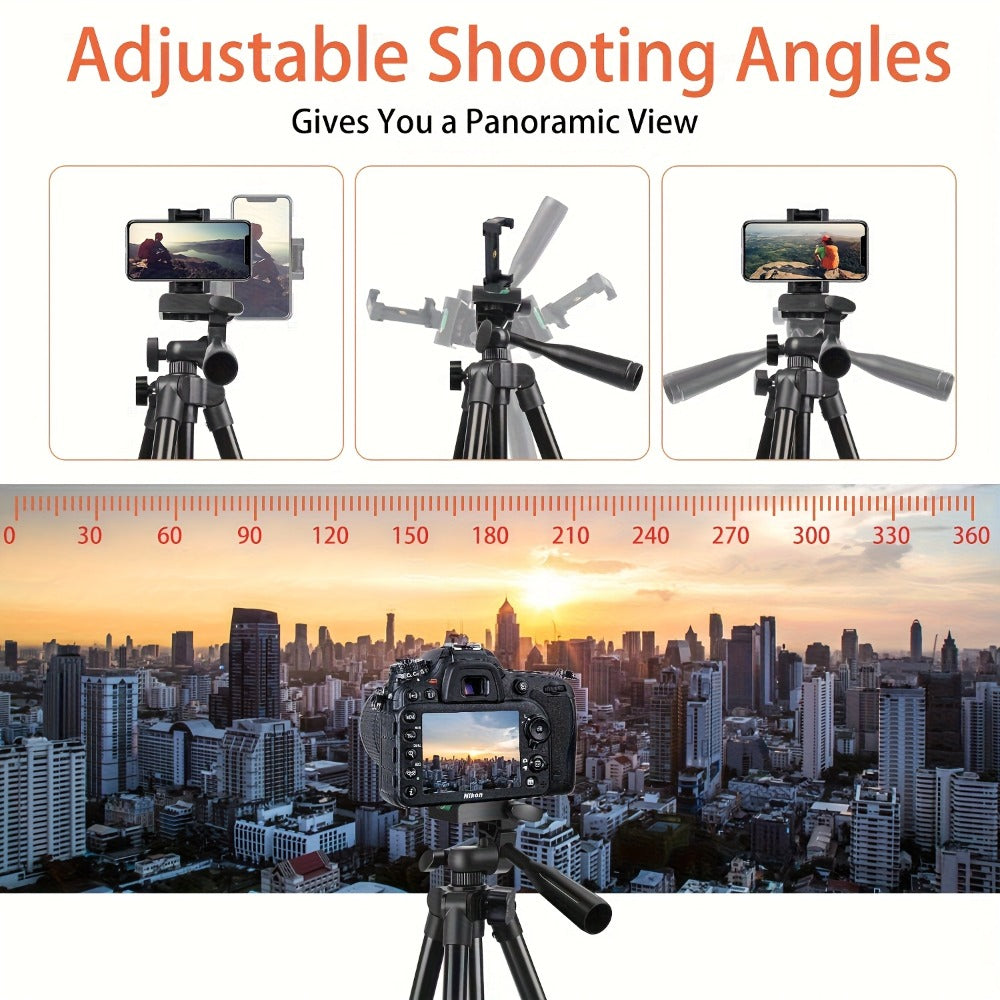 55 Inch Aluminum Tripod with Pistol Grip Head | Dual-Use Phone & Camera Travel Stand for iPhone Android DSLR Mirrorless Action Cam, Portable Lightweight Photography Tripod with Carry Bag