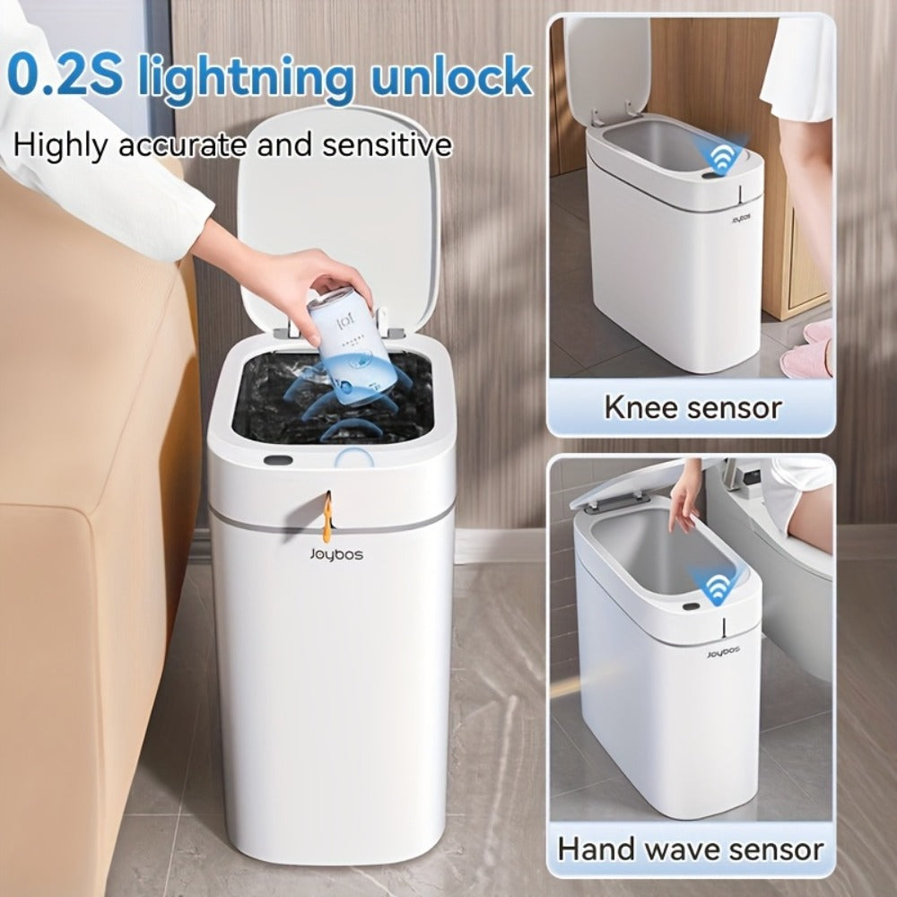 Sensor Trash Can Self-Emptying 3.8 Gallon with Drawstring Bags - Hands Free Infrared Smart for Home Cooking, Dining and Outdoor Meals