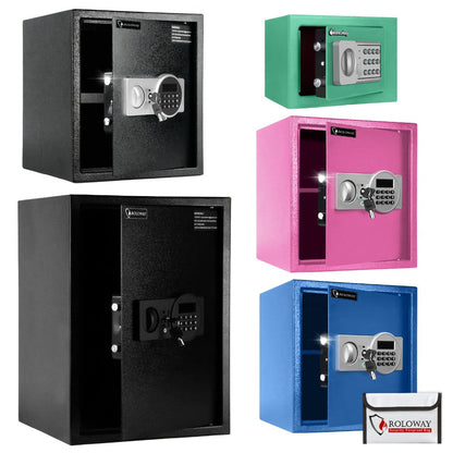 Home Security Safe Box with Sensor Light & Fireproof Bag – Digital Keypad Lock Box with Backup Keys for Cash, Jewelry & Valuables – Wall, Floor & Closet Mountable Safe (Multiple Sizes & Colors)