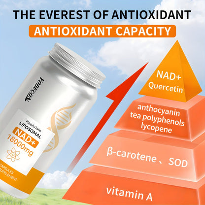 NAD+ Booster Liposomal 18000mg with Quercetin, Trans-Resveratrol & D-Ribose for Energy, Focus, Anti-Ageing & Antioxidant Support, High Absorption Formula for Men & Women