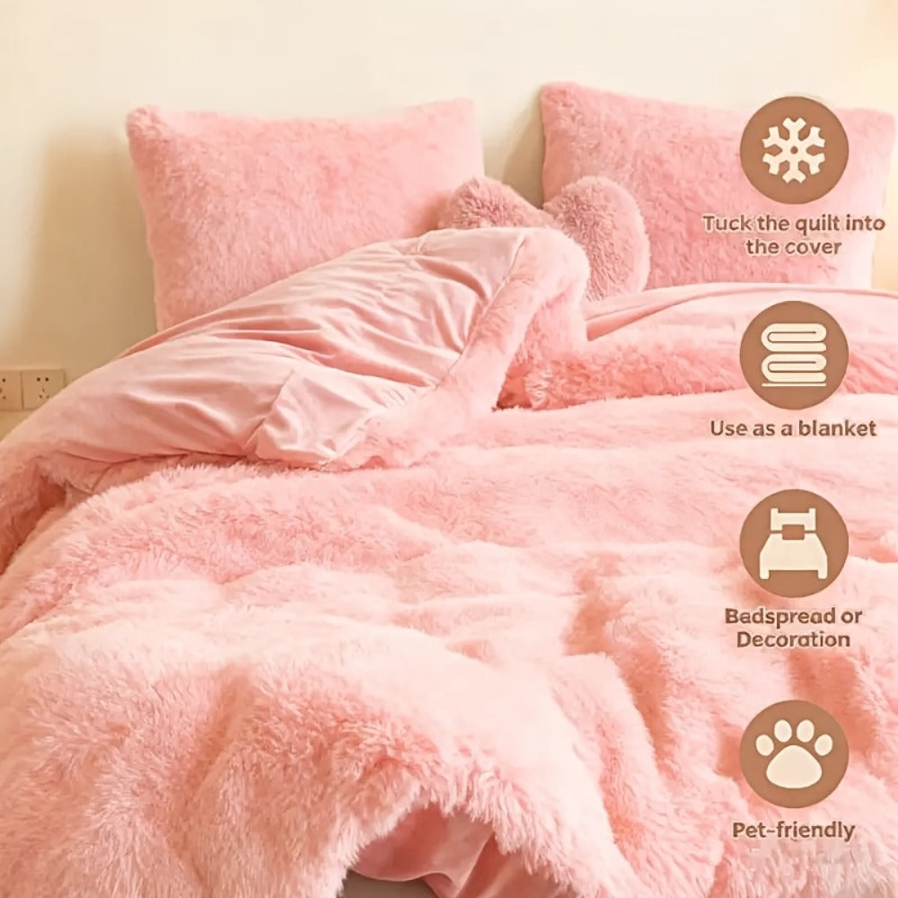 Velvet Duvet Cover Set Fluffy Plush Bedding Minimalist Solid Color, Carved Velvet Quilt Cover with Pillow Shams, Soft Cozy Bedroom Essentials Twin Full Queen King, Black Beige Grey Pink Purple Blue Red Yellow