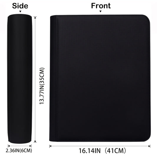 Trading Card Binder 9-Pocket Top Loader Album Holder 288 Cards Double-Sided Display Storage Carrying Case Fits 3x4 Top Loaders for PTCG MTG Pokemon Sports Cards Baseball Football Basketball Black