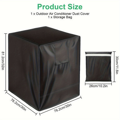 Outdoor AC Unit Cover 30x30x32 Inch Waterproof | Air Conditioner Protector with Drawstring Closure for Condenser & HVAC – All-Weather UV & Rain Shield, 210D Oxford Cloth, Black