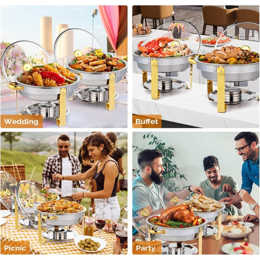 Stainless Steel Chafing Dish Set Buffet Warmer with Food Trays Water Trays Fuel Holders for Entryways, Bedrooms and Living Spaces