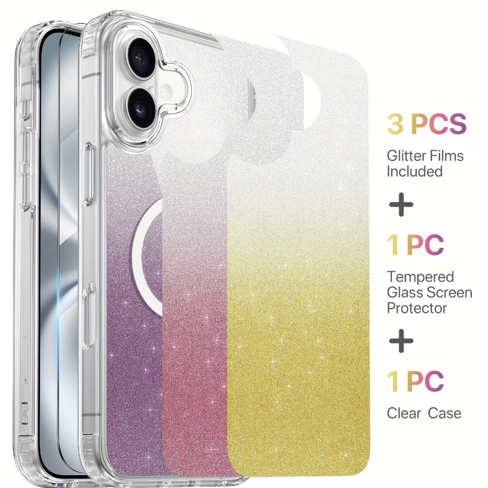MagSafe iPhone Case with Screen Protector & Camera Lens Protector – N52 Super Magnet Shockproof Clear TPU PC Cover, Anti-Yellow, 3-in-1 Bundle for iPhone 16 16 Plus 16 Pro 16 Pro Max 15 14 13 11