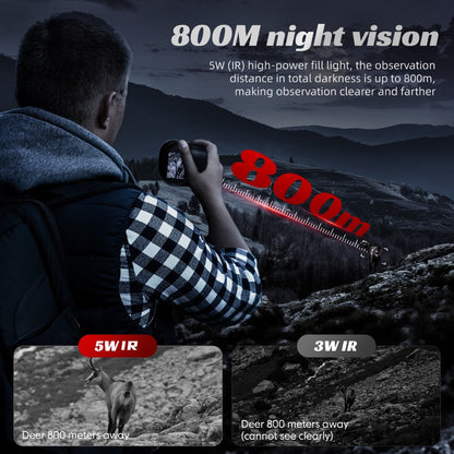 Night Vision Monocular 1080P HD 5W IR 2600FT Range 10X Digital Zoom 2-Inch Screen Handheld Night Vision Scope for Hunting Camping Wildlife Observation Home Security Gift for Men