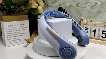 Loop-Style Neck Fan in Ten Single or Paired Color Checkouts with Five-Speed Control and USB Charging