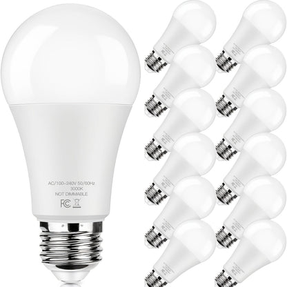 LED Light Bulbs 100W Equivalent A19 13W E26 Base 1500 Lumens Super Bright Non-Dimmable No Flicker Bulb for Home Bedroom Office Lamp 3000K Warm White 5000K Daylight 12 Pack 24 Pack