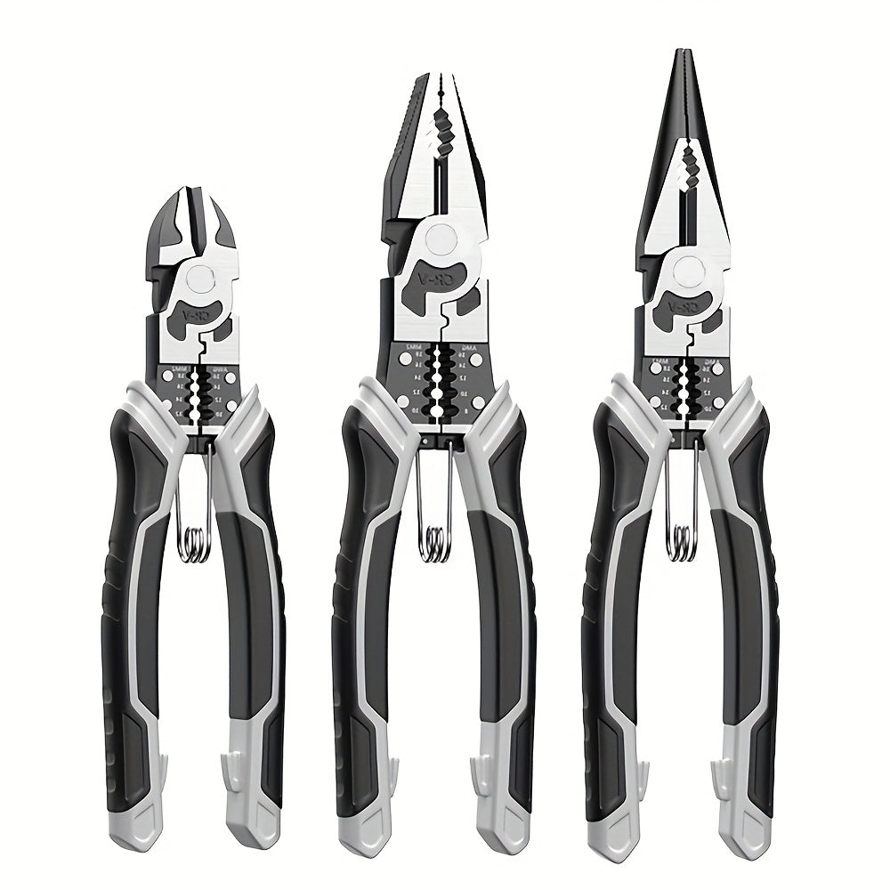 Three-Piece Pliers Set with 8- and 9-Inch Diagonal Cutting, Long-Nose and Combination Wire-Working Tools