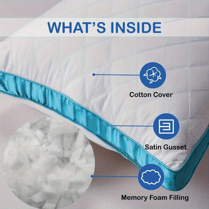 Memory Foam Body Pillow, 51.18 x 17.72 Inches with Quilted Polyester Cover in Grey, Cooling Blue or Light Pink