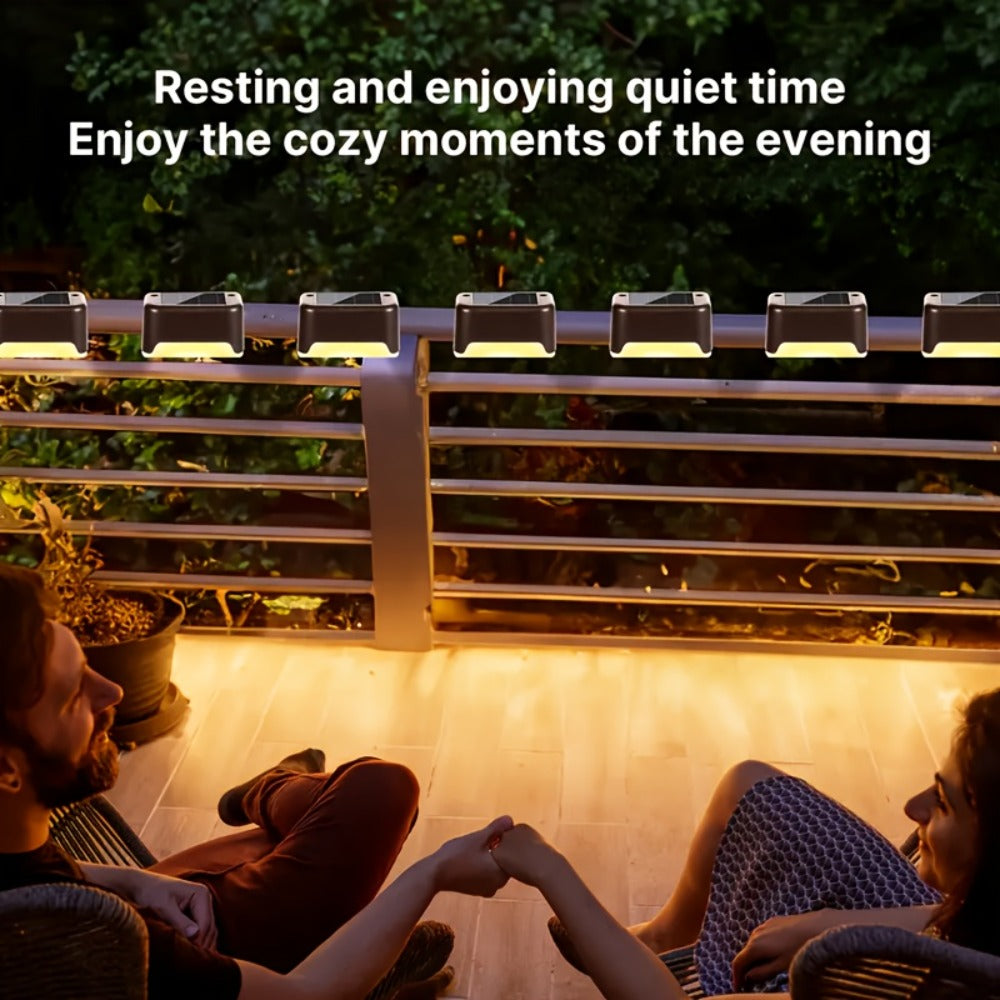 Solar Powered LED Deck Lights – Auto On/Off Outdoor Step Lights for Stairs, Fence, Pathway & Patio, 12-Hour Continuous Lighting, Weatherproof Solar Stair Lights for Garden, Yard & Commercial Use