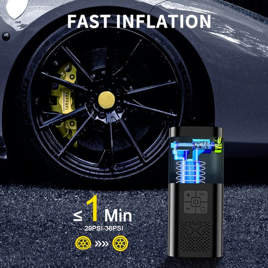 Portable Tire Inflator Air Compressor 150PSI – Cordless Smart Air Pump with Digital Pressure Gauge, LCD Display, 3X Fast Inflation, 6000mAh Battery, for Cars, Motorcycles, Bicycles & Balls