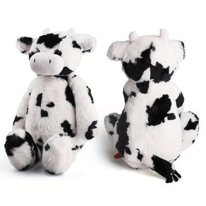Stuffed Animal Black-and-White Cow in 16-Inch Size with Plush Fur and Machine-Washable Care
