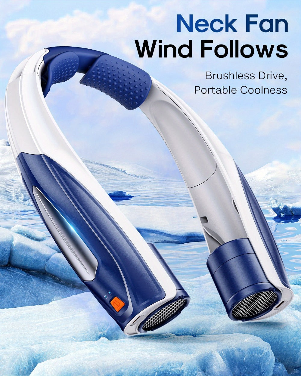 Wearable Neck Fan with Dual 3000mAh Battery Labels, Six Settings, USB-C Charging and Three Colors