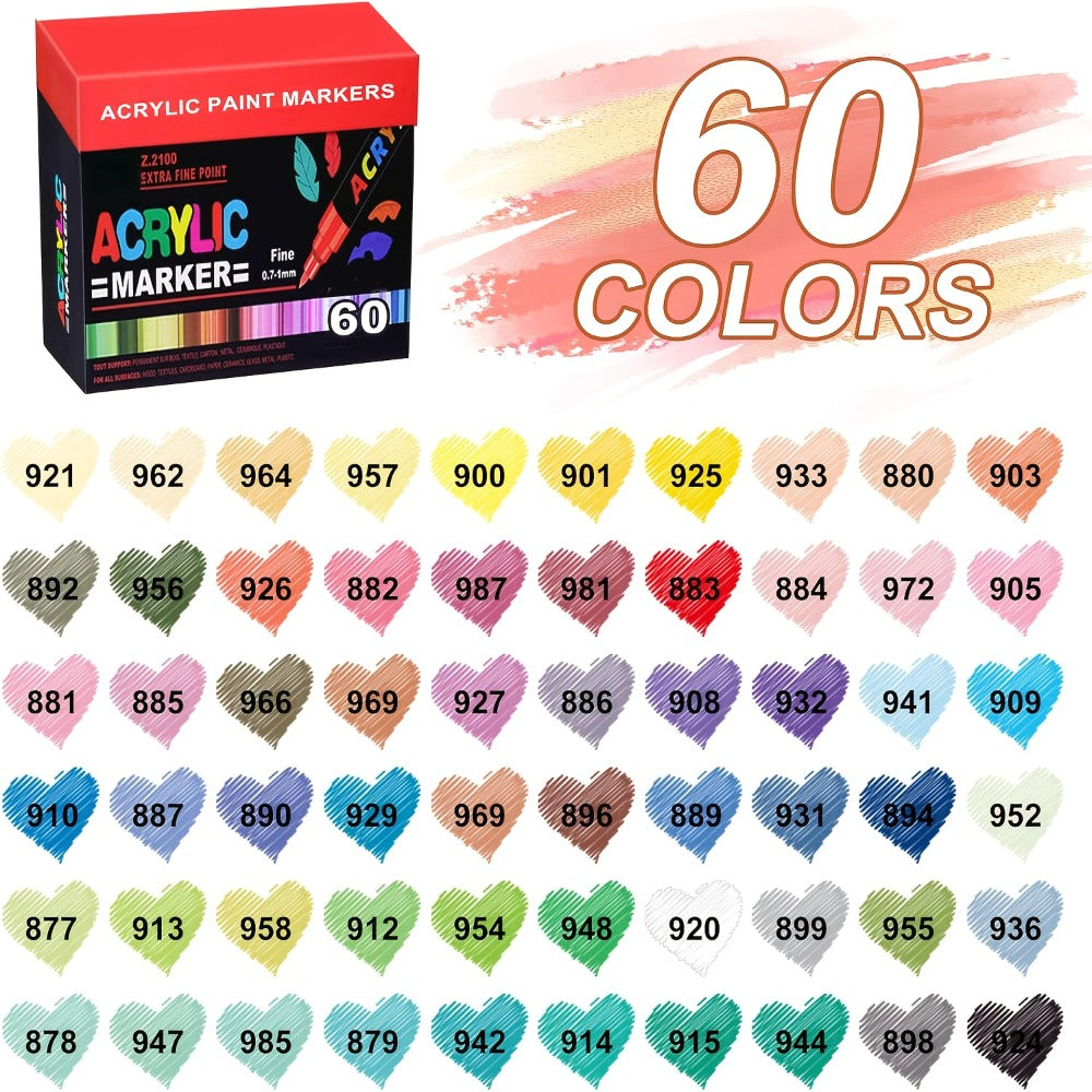 Soft Brush Acrylic Paint Pen Set with Clear Barrels in 12-, 36-, 60-, 80- or 120-Color Checkout Options