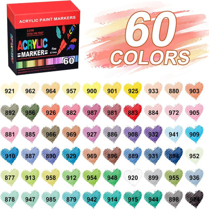 Soft Brush Acrylic Paint Pen Set with Clear Barrels in 12-, 36-, 60-, 80- or 120-Color Checkout Options