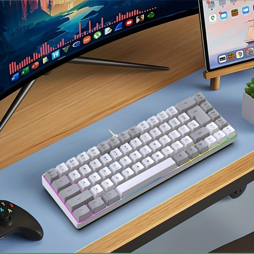 Compact Wired Gaming Keyboard in 61-Key and 68-Key Layouts with Ten Color and Mouse Options