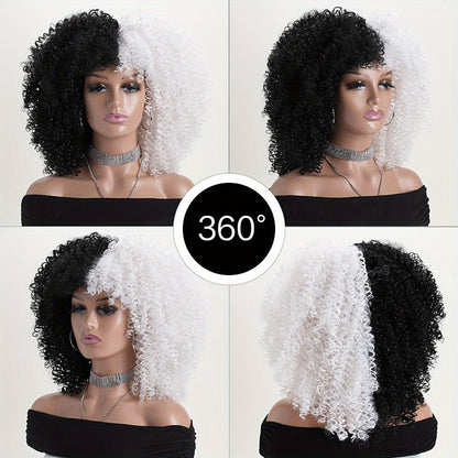 Synthetic Wig 16-Inch Kinky Curly Afro with Elastic Net Cap in 18 Color Options for Cosplay Looks