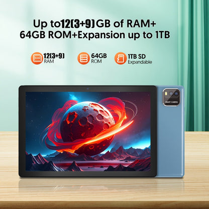 Android Tablet 10.1-Inch with Android 15, WiFi 6, 6000mAh Battery and Case or Keyboard Options